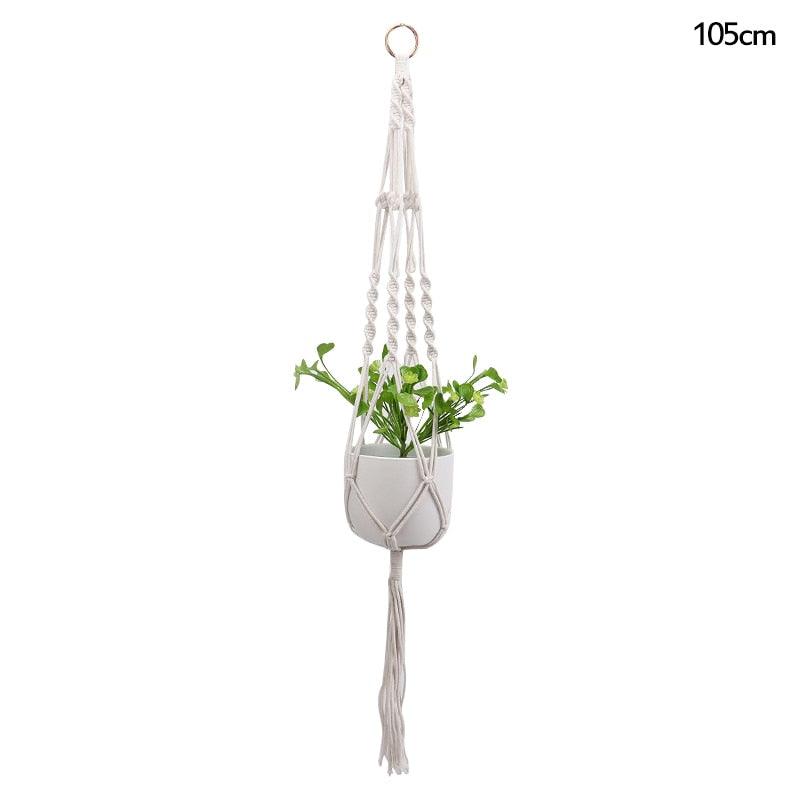 Macrame Handmade Plant Hanger Baskets Flower Pots Holder Balcony Hanging Decoration Knotted Lifting Rope Home Garden Supplies - DDD.MARKET