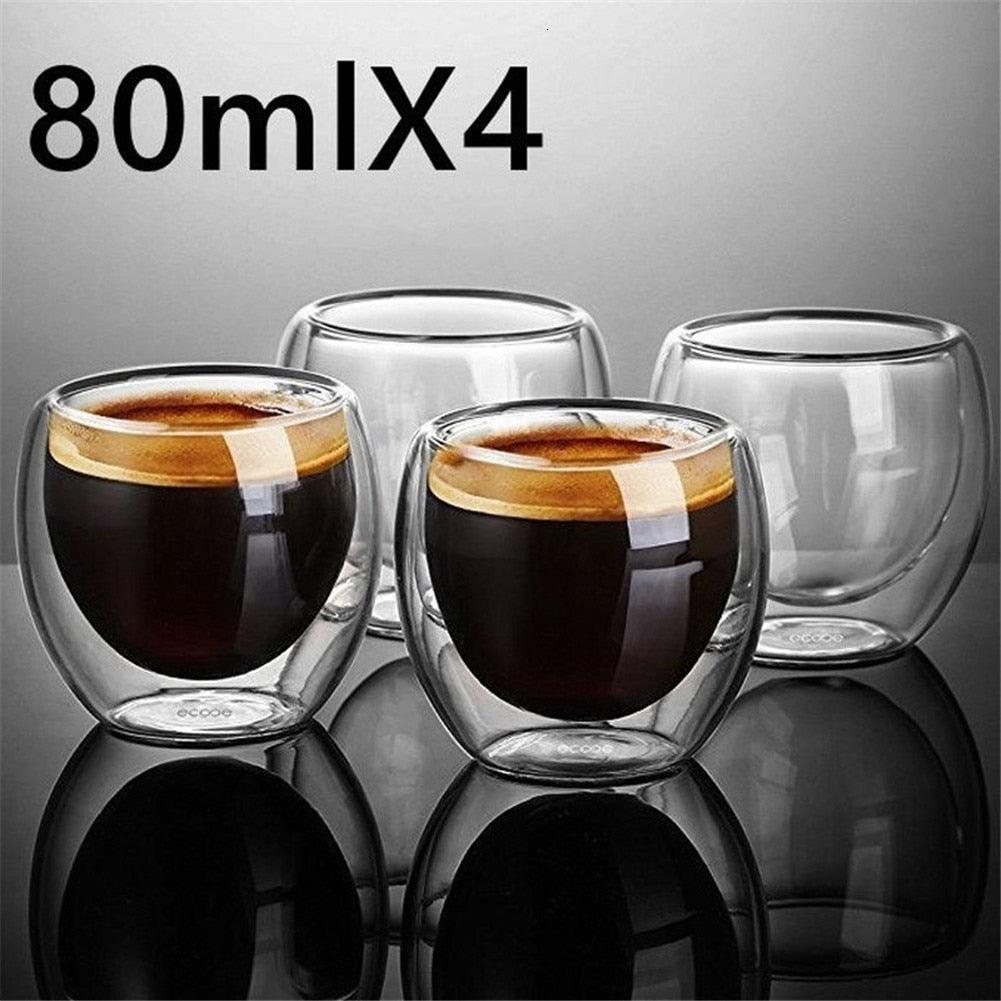 Simplicity Heat-resistant Double Wall Shot Wine Beer Glass Espresso Coffee Cup Tea Set Cup 80-450ml Teacup Glasses Creative - DDD.MARKET