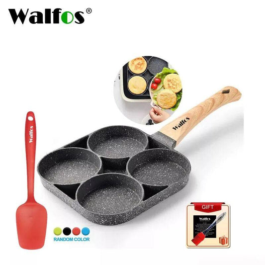 Four-Hole Frying Pot Pan Thickened Omelet Pan Non-Stick Egg Pancake Steak Pan Cooking Egg Ham Pans Breakfast Maker Cookware - DDD.MARKET