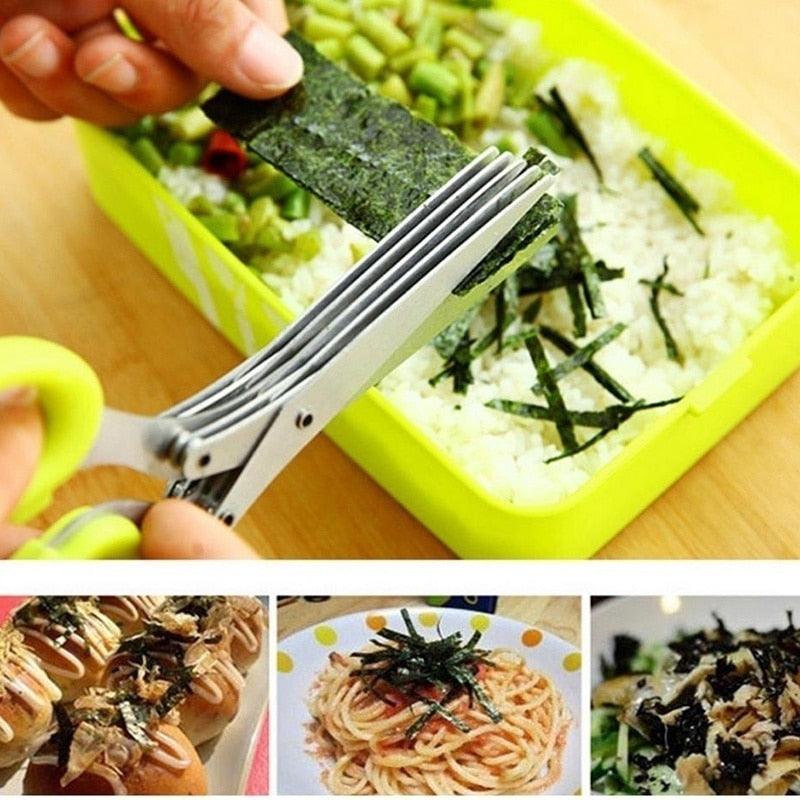 Multifunctional Muti Layers Stainless Steel Knives Multi-Layers KItchen Scissors Scallion Cutter Herb Laver Spices Cook Tool Cut - DDD.MARKET