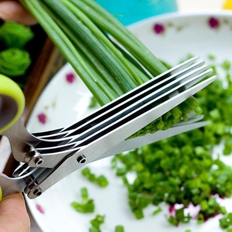 Multifunctional Muti Layers Stainless Steel Knives Multi-Layers KItchen Scissors Scallion Cutter Herb Laver Spices Cook Tool Cut - DDD.MARKET