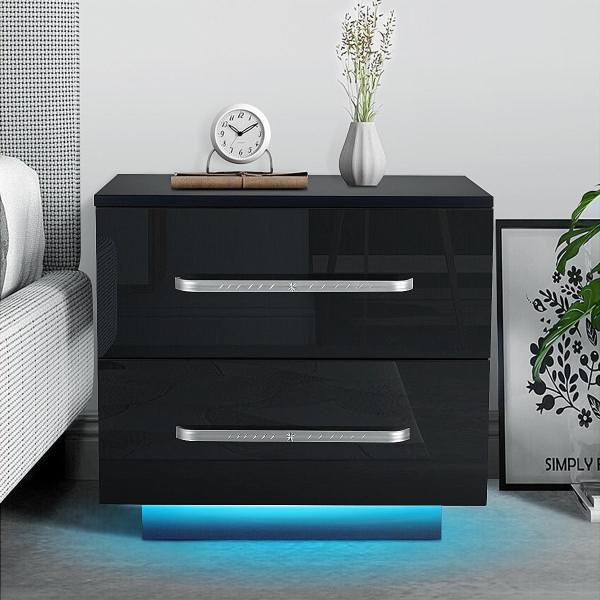 Multifunction RGB LED Nightstands Cabinet Storage Bedside Table Night Table Bedroom Nightstand Home Furniture for Night Lighting - DDD.MARKET