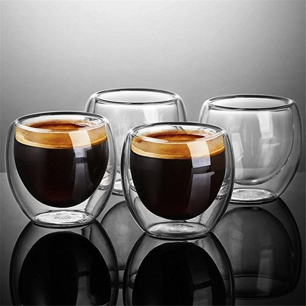 Simplicity Heat-resistant Double Wall Shot Wine Beer Glass Espresso Coffee Cup Tea Set Cup 80-450ml Teacup Glasses Creative - DDD.MARKET