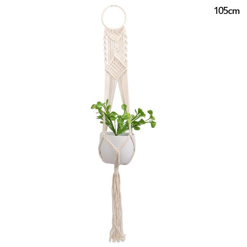 Macrame Handmade Plant Hanger Baskets Flower Pots Holder Balcony Hanging Decoration Knotted Lifting Rope Home Garden Supplies - DDD.MARKET