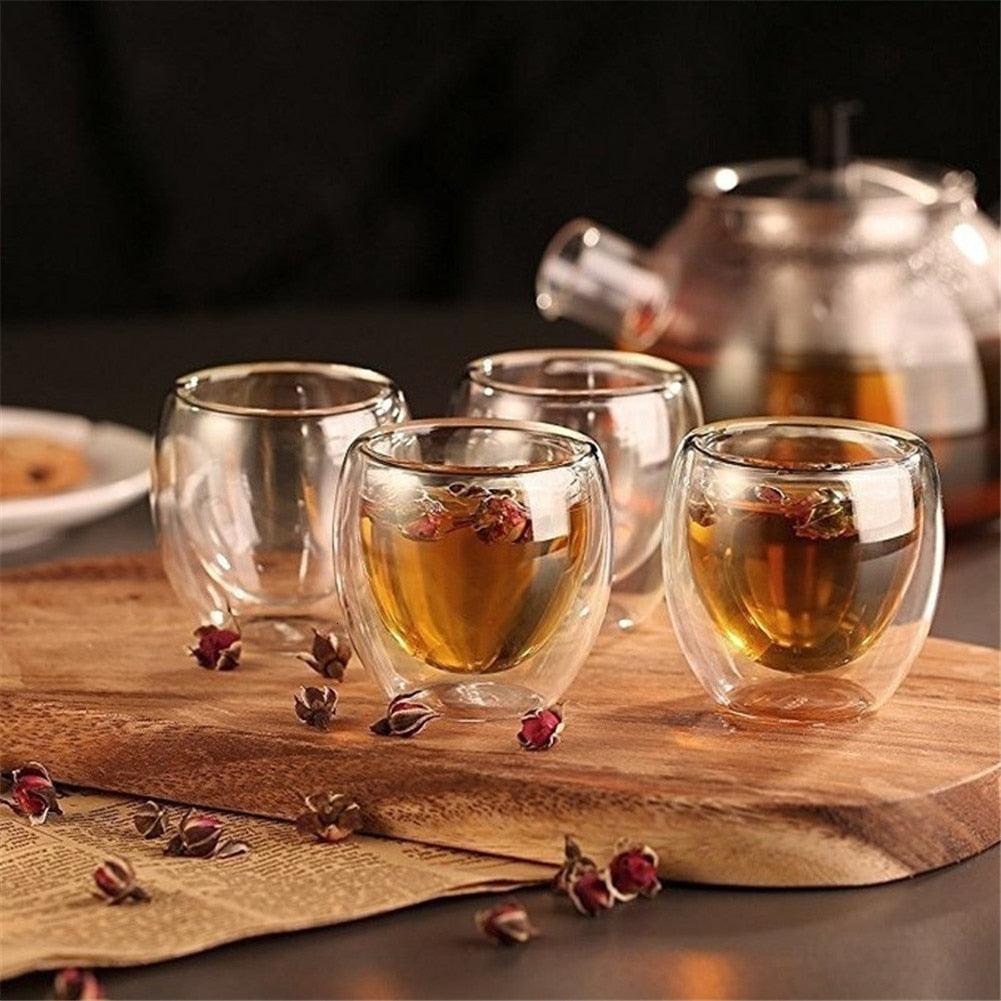 Simplicity Heat-resistant Double Wall Shot Wine Beer Glass Espresso Coffee Cup Tea Set Cup 80-450ml Teacup Glasses Creative - DDD.MARKET