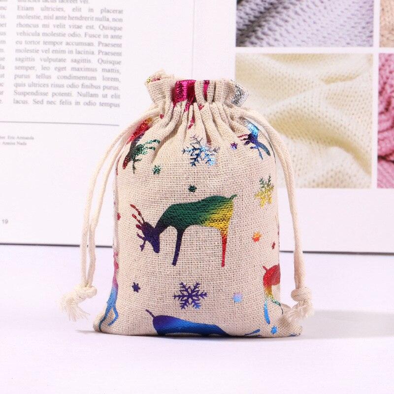 StoBag 5pcs Marry Christmas Gift Bags Bundle Small Linen Cotton Drawstring Pocket Candy Jewelry Packaging Pouch Favors New Year - DDD.MARKET