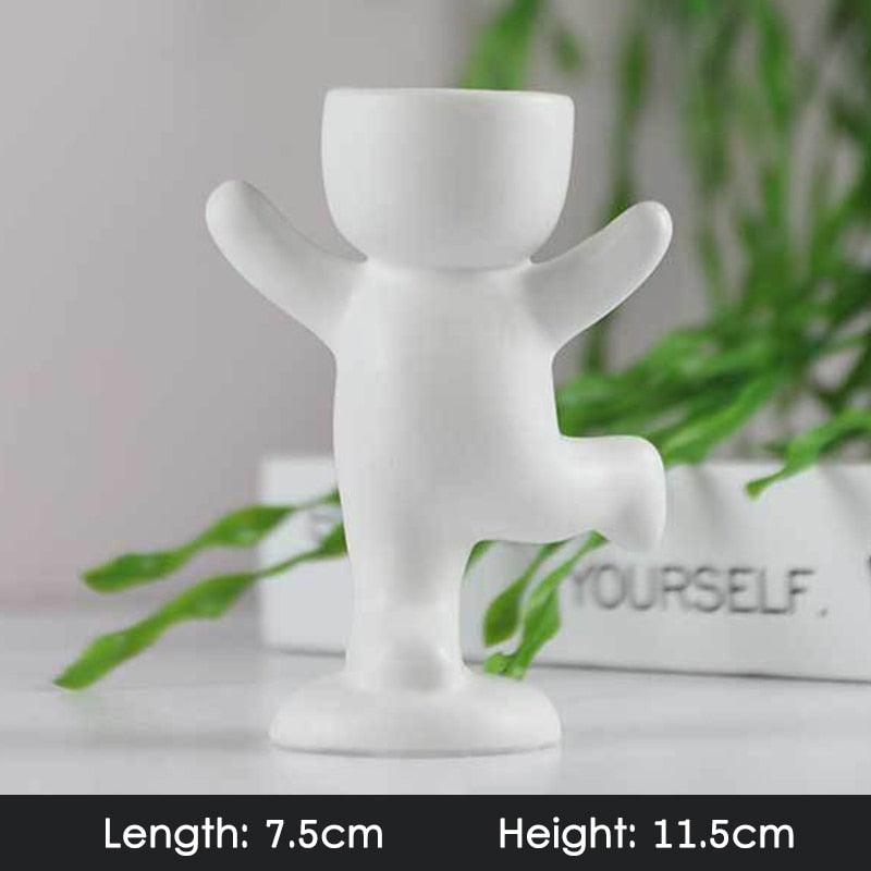 Creative Cute Imitation Humanoid Ceramic Flower Pot Succulent Planter Crafts Vase Home Decoration Personalized Gift Wholesale - DDD.MARKET