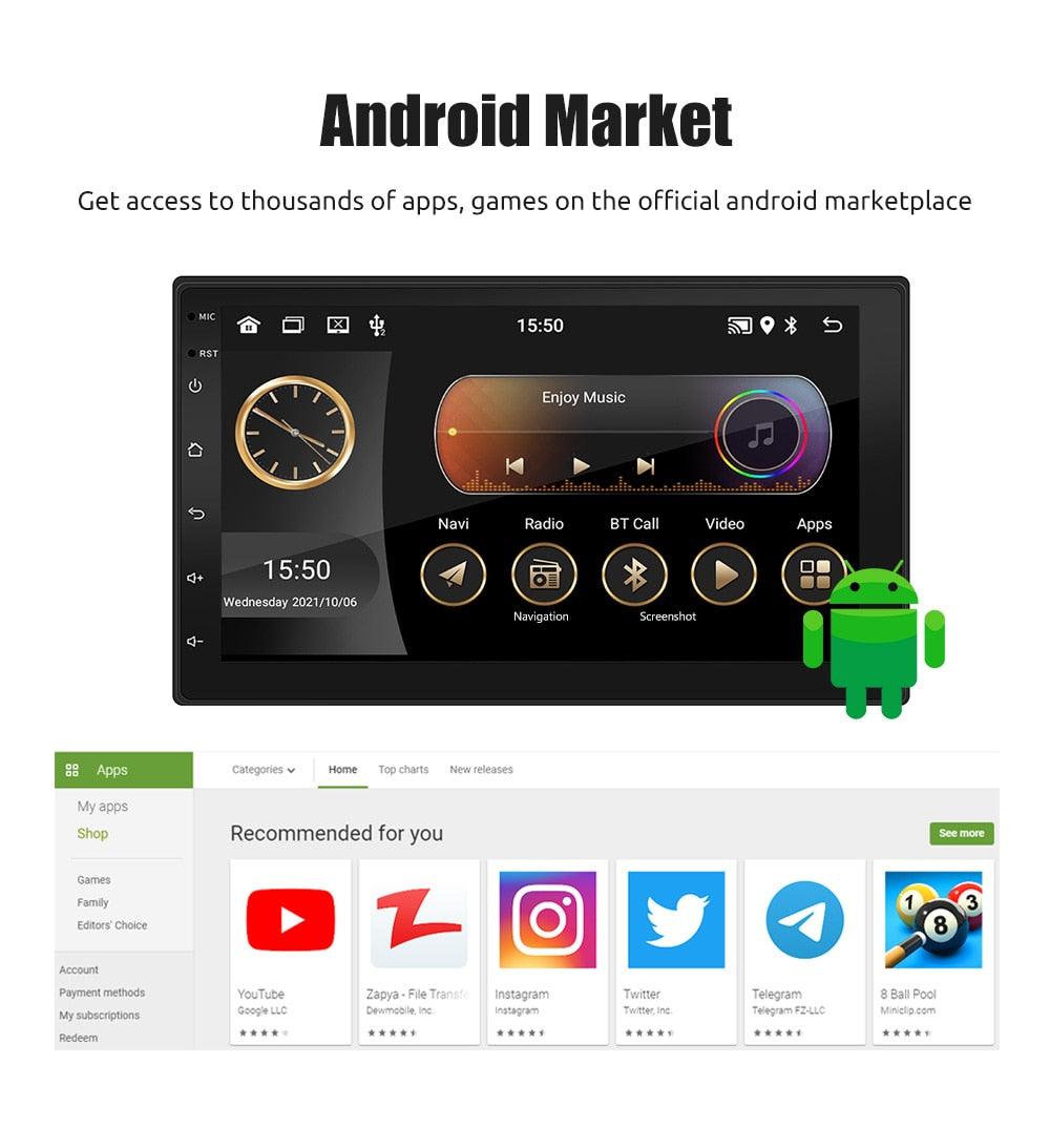 ESSGOO 7 Inch Android Car Radio 2 Din CarPlay 2GB 32GB GPS WiFi Universal Automotive Multimedia For Volkswagen Nissian Toyota - DDD.MARKET