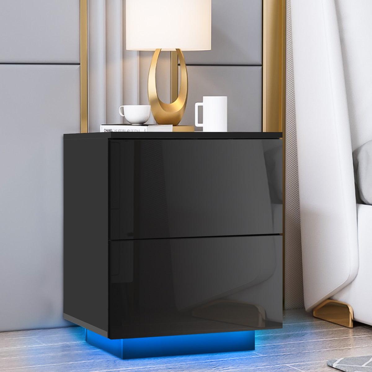 Multifunction RGB LED Nightstands Cabinet Storage Bedside Table Night Table Bedroom Nightstand Home Furniture for Night Lighting - DDD.MARKET