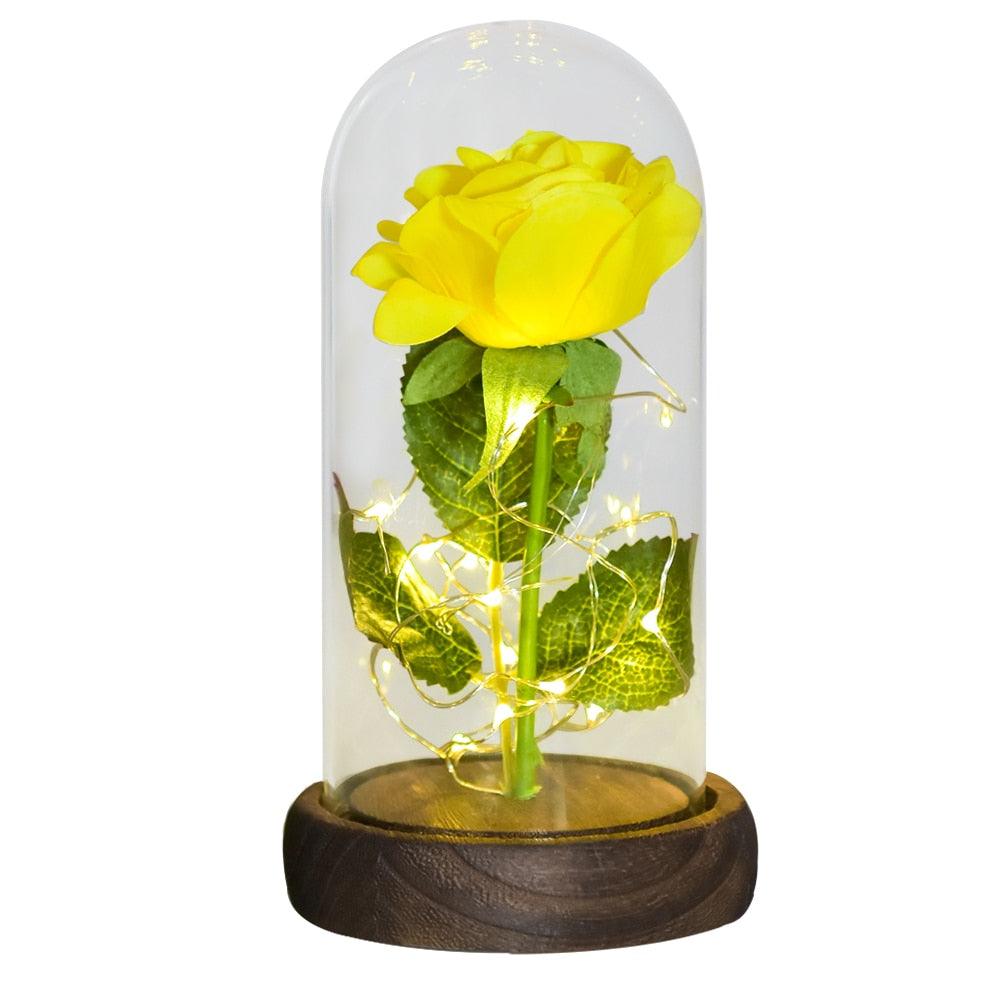 Valentine Gift Beauty and The Beast Preserved Roses In Glass Galaxy Rose Flower LED Light Artificial Flower Gift for Women Girls - DDD.MARKET