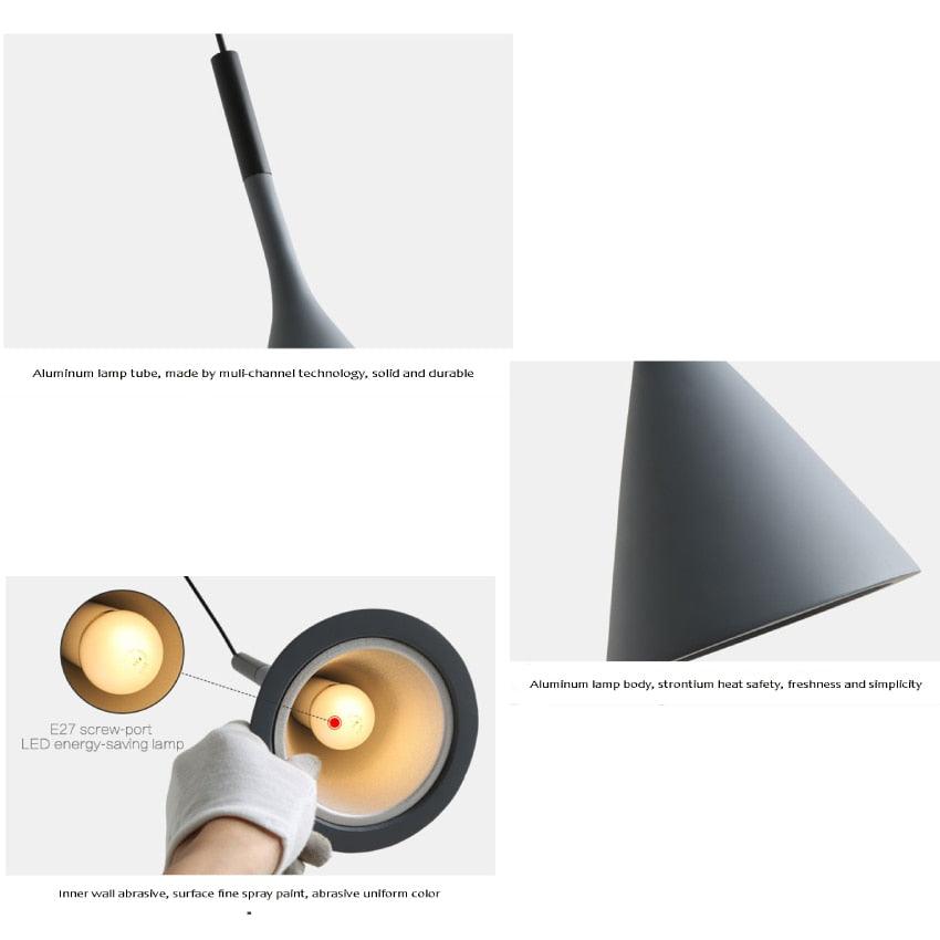 SANDYHA Modern Led Pendant Lights Black White Kitchen Fixtures Bedroom Table Dining Room Hanging Lamp Lampshade Home Chandelier - DDD.MARKET