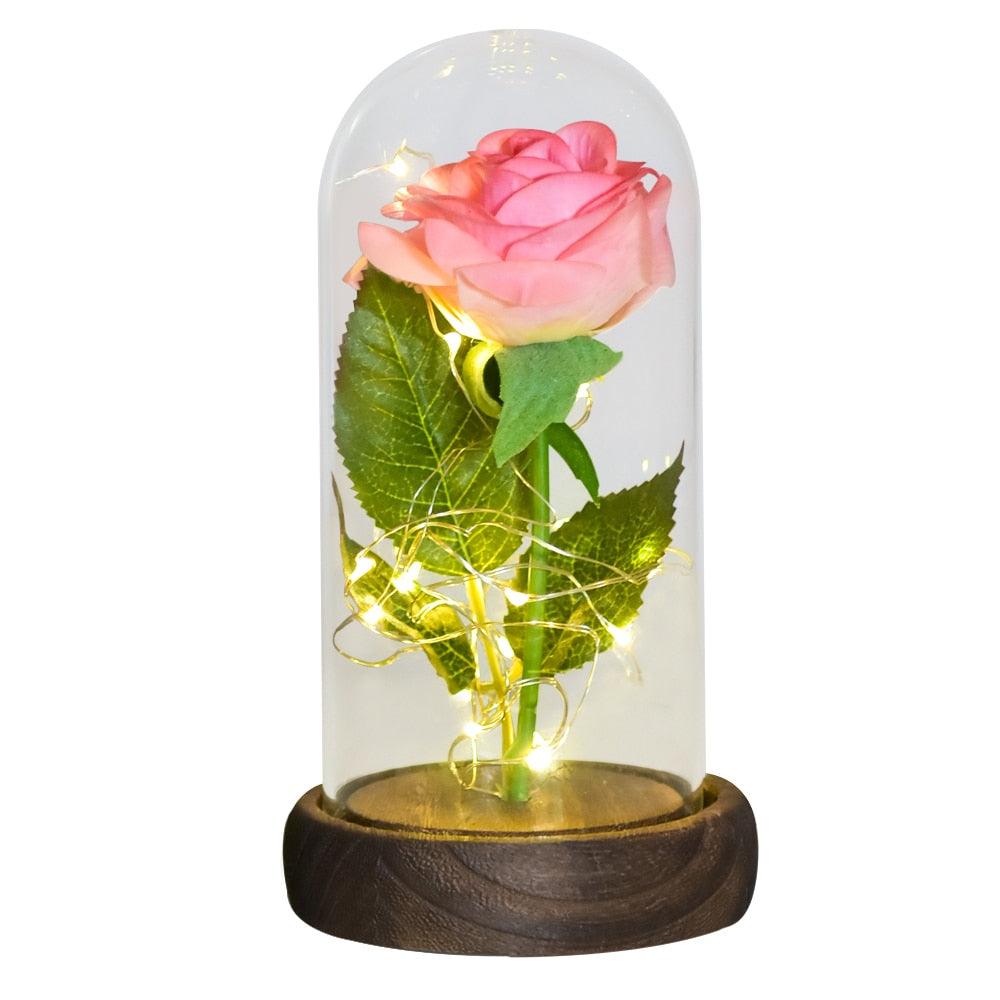 Valentine Gift Beauty and The Beast Preserved Roses In Glass Galaxy Rose Flower LED Light Artificial Flower Gift for Women Girls - DDD.MARKET