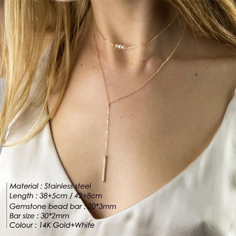 e-Manco Multi Layered Choker Necklace for Women Stainless Steel Necklace Women Statement Pendant Necklace Jewelry 4 Pcs - DDD.MARKET