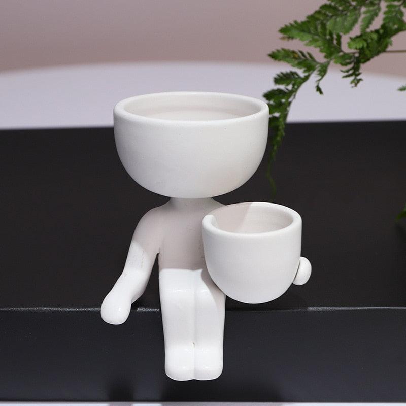 Creative Cute Imitation Humanoid Ceramic Flower Pot Succulent Planter Crafts Vase Home Decoration Personalized Gift Wholesale - DDD.MARKET