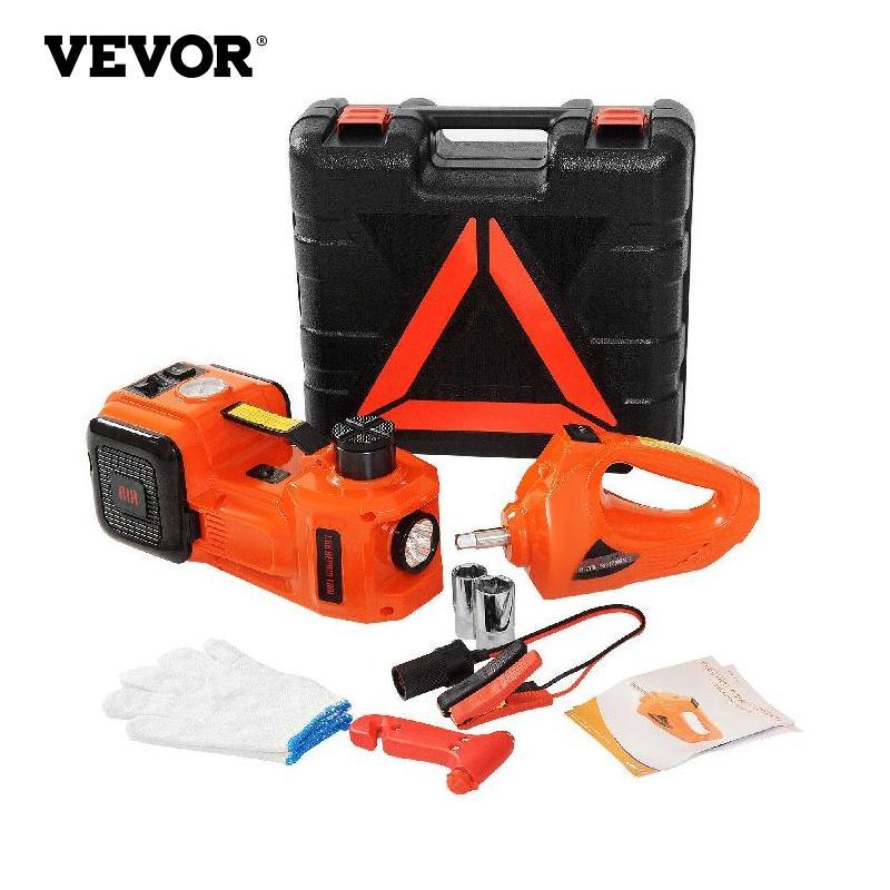 VEVOR 5 Ton 12V Car Jack Electric Hydraulic Jack Kit 45CM + Wrench Tire Inflator LED Light Portable Tire Lifting Car Repair Tool - DDD.MARKET