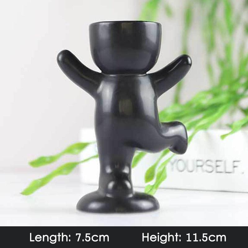 Creative Cute Imitation Humanoid Ceramic Flower Pot Succulent Planter Crafts Vase Home Decoration Personalized Gift Wholesale - DDD.MARKET