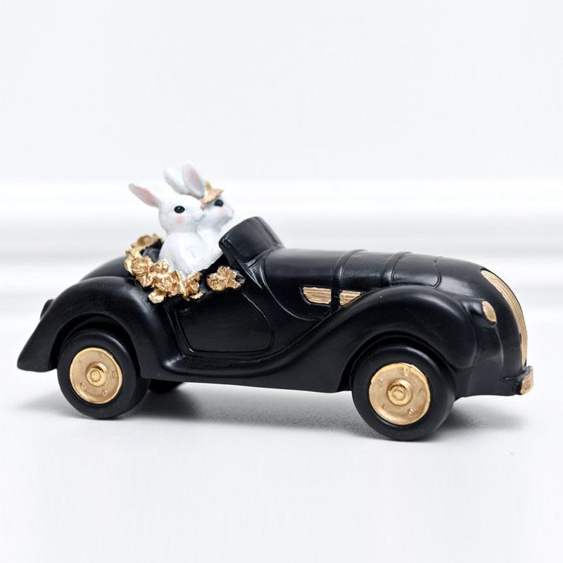 Pastoral palace rabbit family decoration bedroom living room porch home ornaments black gold Easter bunny resin crafts - DDD.MARKET