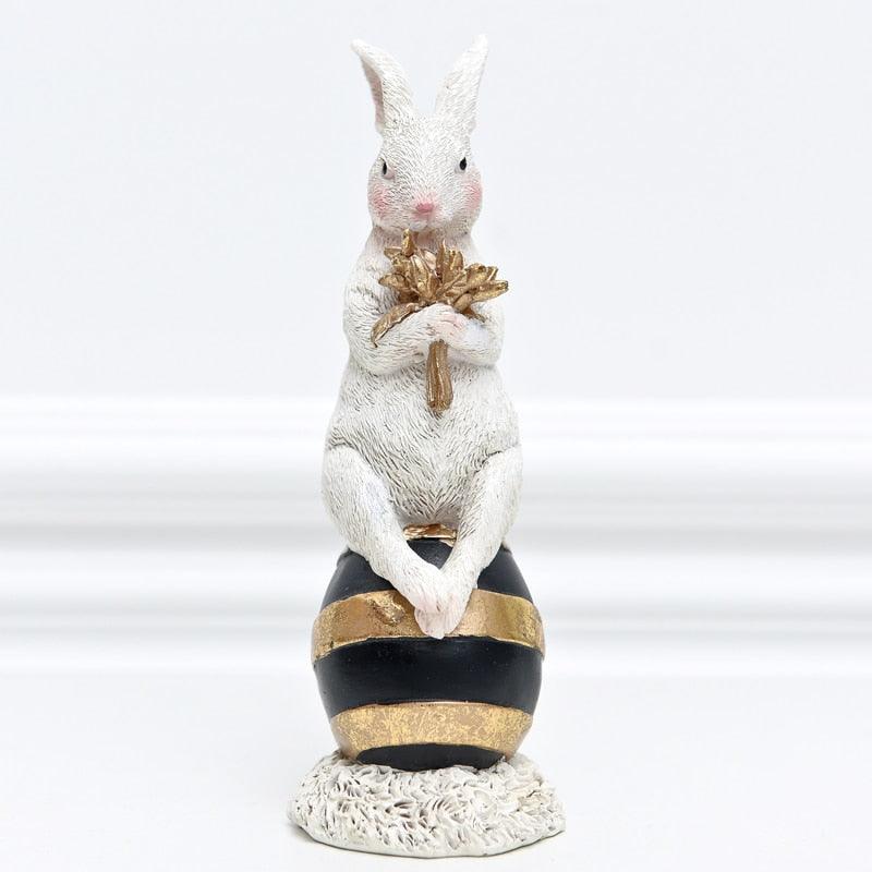 Pastoral palace rabbit family decoration bedroom living room porch home ornaments black gold Easter bunny resin crafts - DDD.MARKET