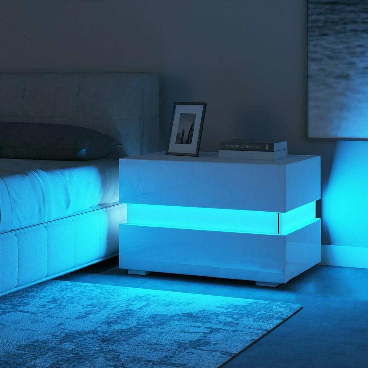 Multifunction RGB LED Nightstands Cabinet Storage Bedside Table Night Table Bedroom Nightstand Home Furniture for Night Lighting - DDD.MARKET