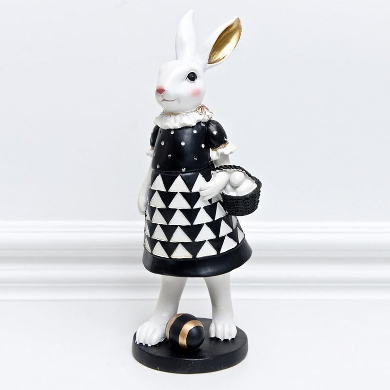 Pastoral palace rabbit family decoration bedroom living room porch home ornaments black gold Easter bunny resin crafts - DDD.MARKET