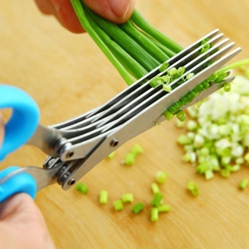 Multifunctional Muti Layers Stainless Steel Knives Multi-Layers KItchen Scissors Scallion Cutter Herb Laver Spices Cook Tool Cut - DDD.MARKET