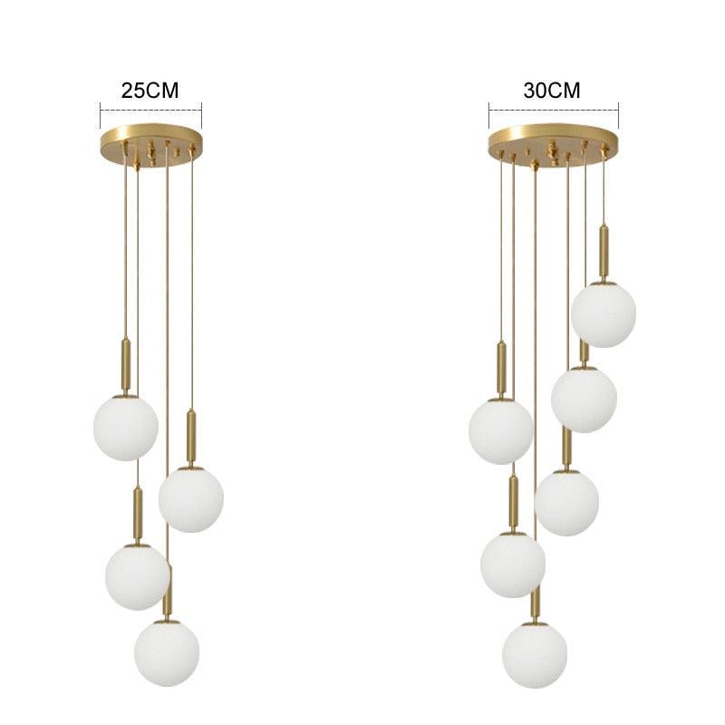 Modern LED Glass Ball Chandelier Lights Fixtures for Home Dining Room Indoor Hotel Lobby Decor Stairs Brass Hanging Lamp Lustres - DDD.MARKET