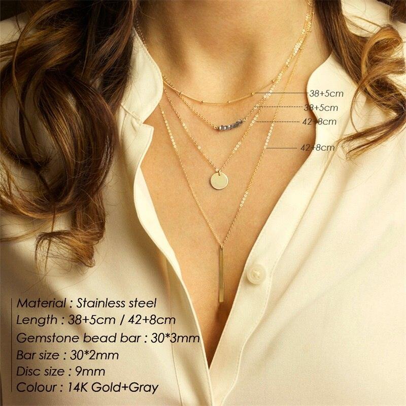 e-Manco Multi Layered Choker Necklace for Women Stainless Steel Necklace Women Statement Pendant Necklace Jewelry 4 Pcs - DDD.MARKET