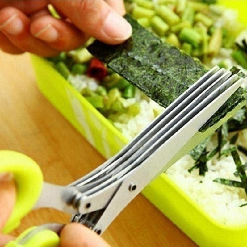 Multifunctional Muti Layers Stainless Steel Knives Multi-Layers KItchen Scissors Scallion Cutter Herb Laver Spices Cook Tool Cut - DDD.MARKET