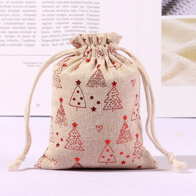 StoBag 5pcs Marry Christmas Gift Bags Bundle Small Linen Cotton Drawstring Pocket Candy Jewelry Packaging Pouch Favors New Year - DDD.MARKET