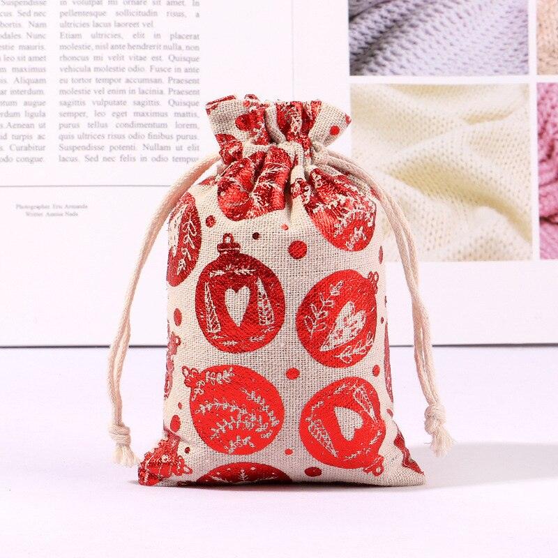 StoBag 5pcs Marry Christmas Gift Bags Bundle Small Linen Cotton Drawstring Pocket Candy Jewelry Packaging Pouch Favors New Year - DDD.MARKET