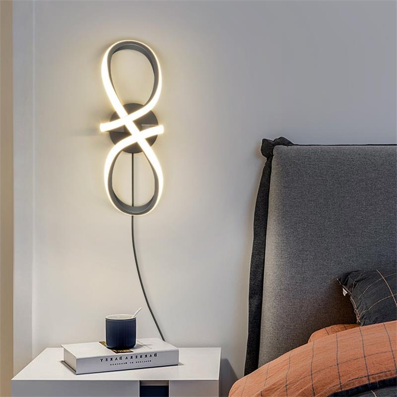 Modern Minimalist Wall Lamps Living Room Bedroom Bedside Luster AC90V-260V LED Indoor black white Lamp Aisle Lighting decoration - DDD.MARKET