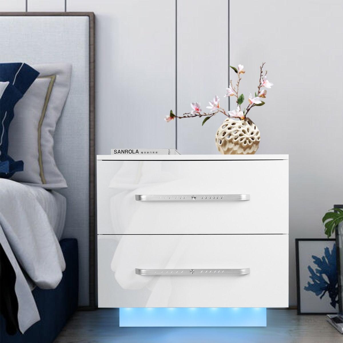 Multifunction RGB LED Nightstands Cabinet Storage Bedside Table Night Table Bedroom Nightstand Home Furniture for Night Lighting - DDD.MARKET