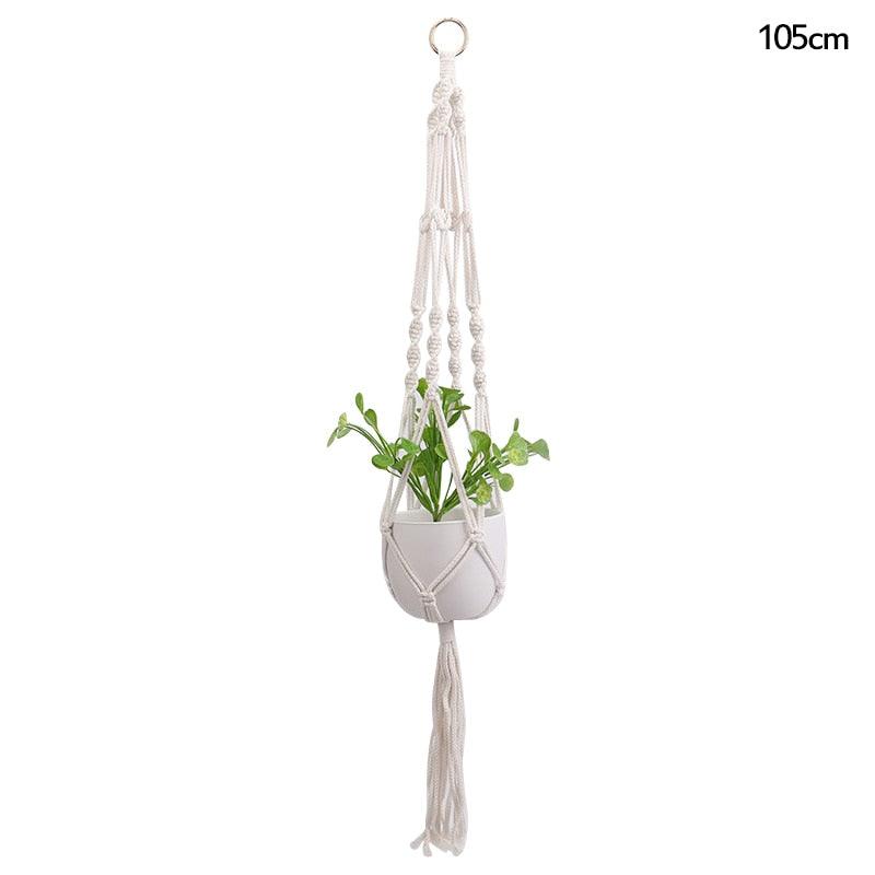 Macrame Handmade Plant Hanger Baskets Flower Pots Holder Balcony Hanging Decoration Knotted Lifting Rope Home Garden Supplies - DDD.MARKET