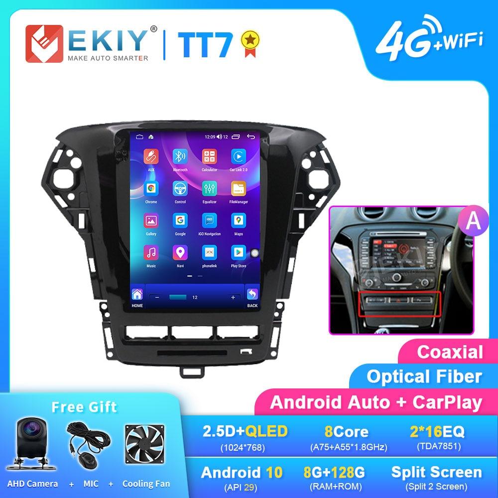 EKIY TT7 Android 10 For Ford Mondeo/MK4 2011-2013 For Tesla Style Screen Car Radio Multimedia Video Carplay Navi No 2din DVD HU - DDD.MARKET