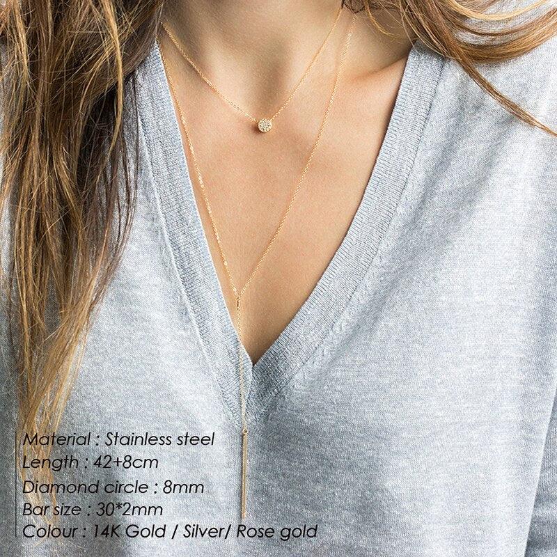 e-Manco Multi Layered Choker Necklace for Women Stainless Steel Necklace Women Statement Pendant Necklace Jewelry 4 Pcs - DDD.MARKET