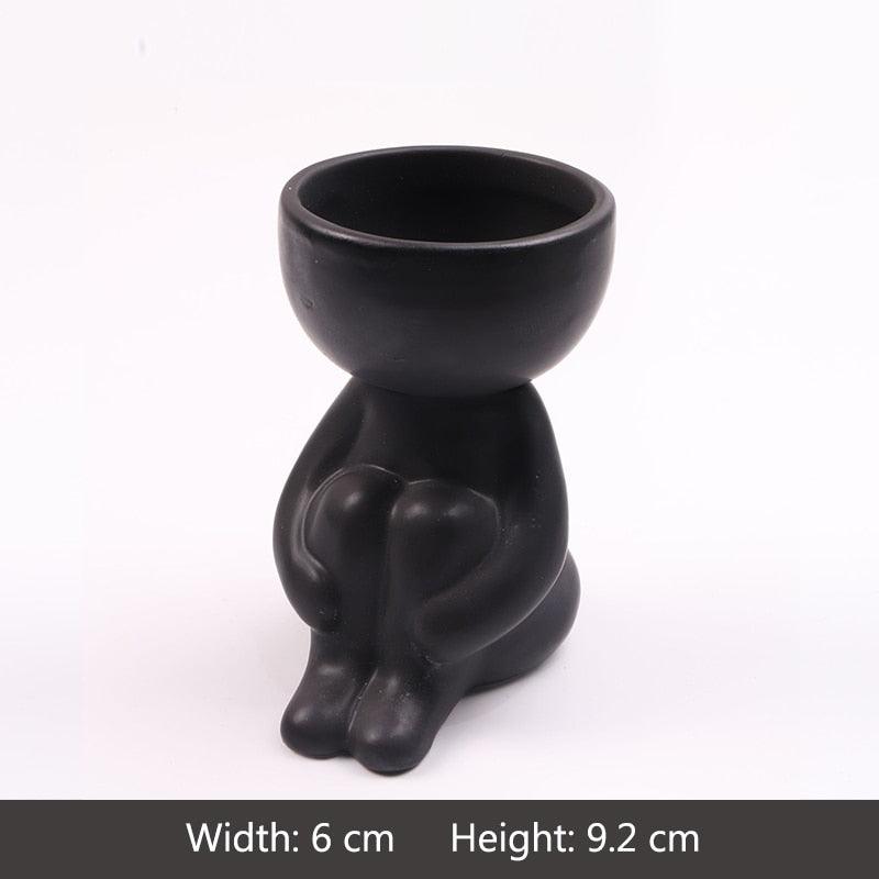 Creative Cute Imitation Humanoid Ceramic Flower Pot Succulent Planter Crafts Vase Home Decoration Personalized Gift Wholesale - DDD.MARKET