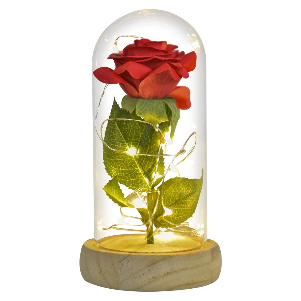 Valentine Gift Beauty and The Beast Preserved Roses In Glass Galaxy Rose Flower LED Light Artificial Flower Gift for Women Girls - DDD.MARKET