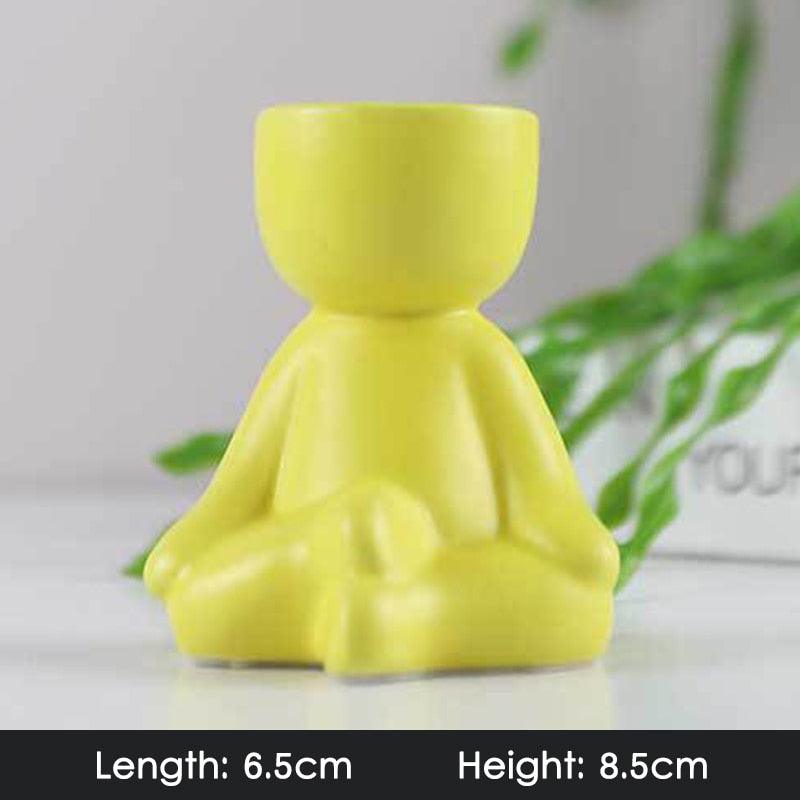 Creative Cute Imitation Humanoid Ceramic Flower Pot Succulent Planter Crafts Vase Home Decoration Personalized Gift Wholesale - DDD.MARKET