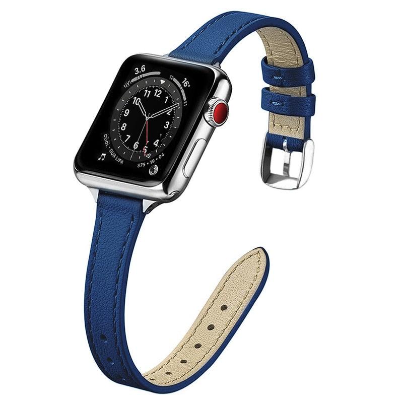 Slim Leather Strap for Apple watch band 44mm 40mm 38mm 42mm Soft Wrsit Belt bracelet for iWatch series 3 SE 5 4 6 watchband - DDD.MARKET