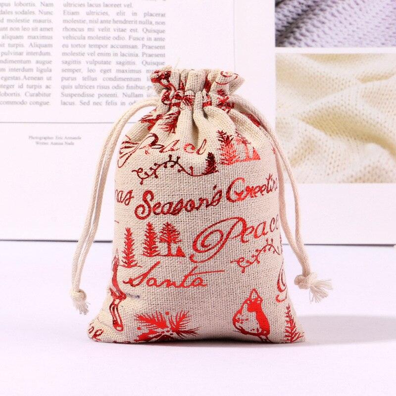 StoBag 5pcs Marry Christmas Gift Bags Bundle Small Linen Cotton Drawstring Pocket Candy Jewelry Packaging Pouch Favors New Year - DDD.MARKET