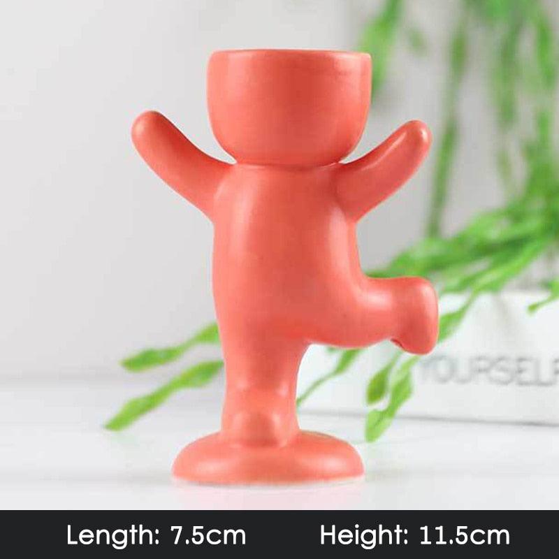 Creative Cute Imitation Humanoid Ceramic Flower Pot Succulent Planter Crafts Vase Home Decoration Personalized Gift Wholesale - DDD.MARKET