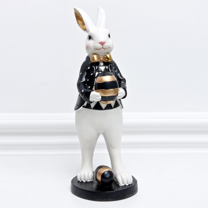 Pastoral palace rabbit family decoration bedroom living room porch home ornaments black gold Easter bunny resin crafts - DDD.MARKET