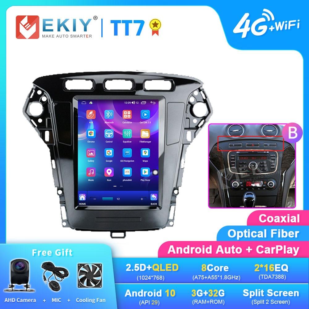 EKIY TT7 Android 10 For Ford Mondeo/MK4 2011-2013 For Tesla Style Screen Car Radio Multimedia Video Carplay Navi No 2din DVD HU - DDD.MARKET