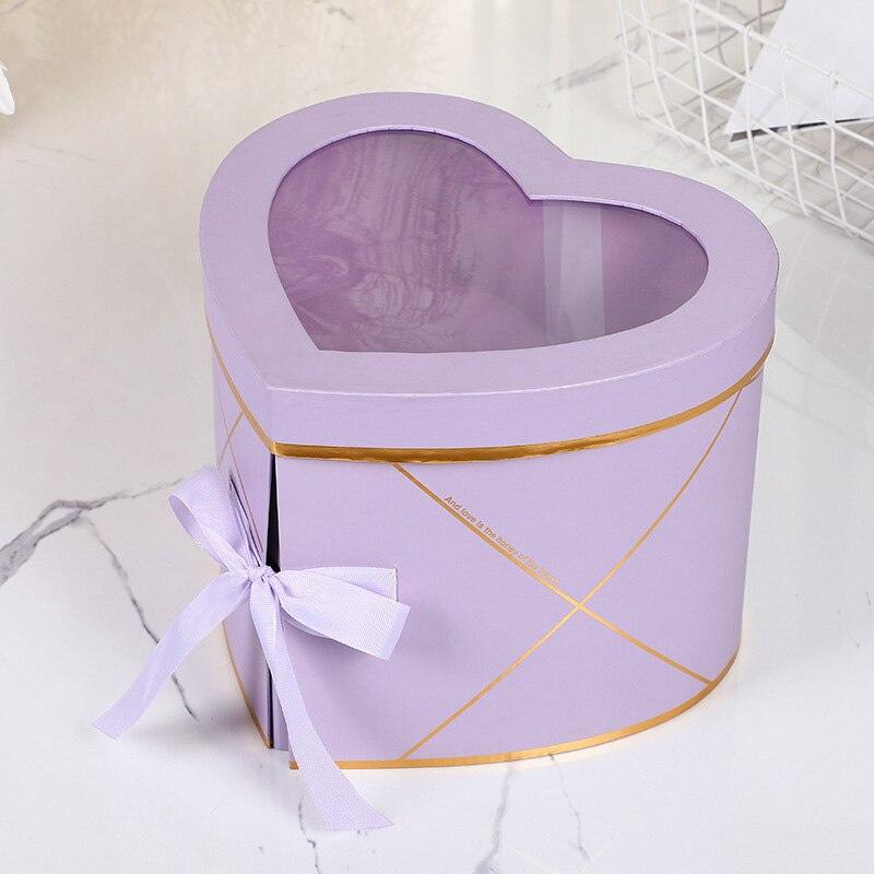 Rose Gift Box Double Layer Rotating Cardboard Boxes Heart Shaped Window Flower Packaging Valentines Day Bridesmaid Gift Box - DDD.MARKET