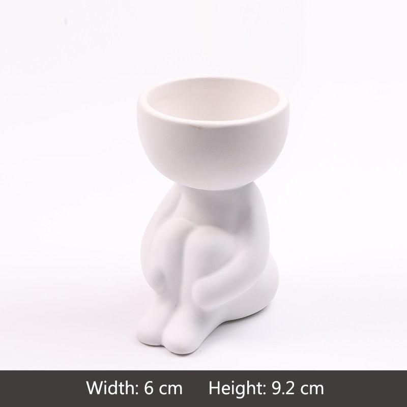 Creative Cute Imitation Humanoid Ceramic Flower Pot Succulent Planter Crafts Vase Home Decoration Personalized Gift Wholesale - DDD.MARKET