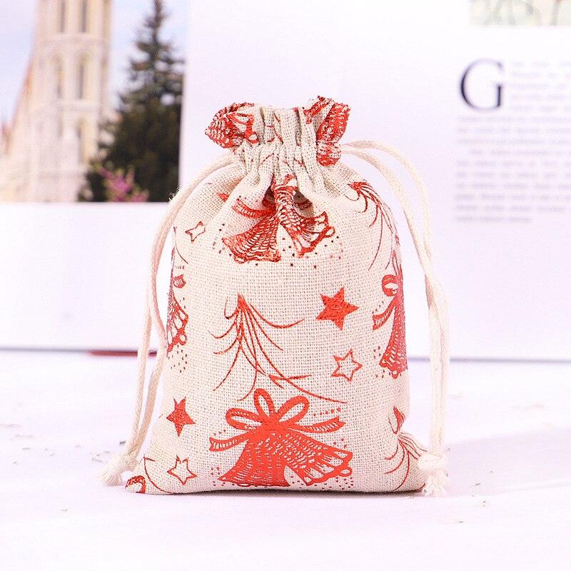 StoBag 5pcs Marry Christmas Gift Bags Bundle Small Linen Cotton Drawstring Pocket Candy Jewelry Packaging Pouch Favors New Year - DDD.MARKET