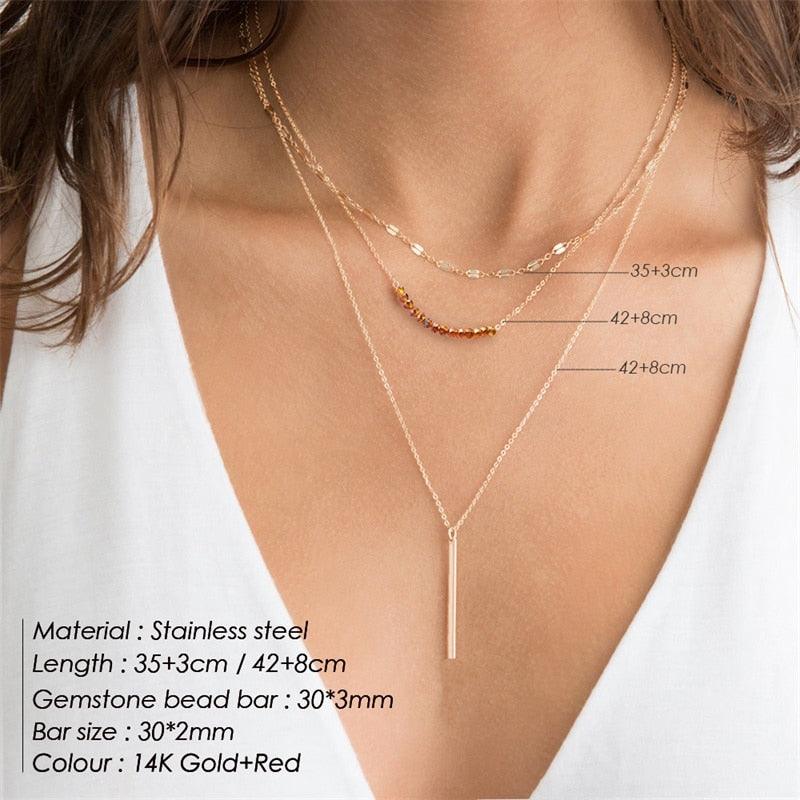 e-Manco Multi Layered Choker Necklace for Women Stainless Steel Necklace Women Statement Pendant Necklace Jewelry 4 Pcs - DDD.MARKET