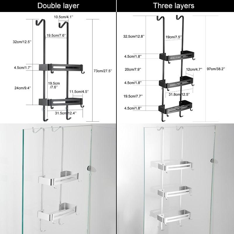 Black Hanging Bath Shelves Bathroom Shelf Organizer Nail-free Shampoo Holder Storage Shelf Rack Bathroom Basket Holder EL5018 - DDD.MARKET