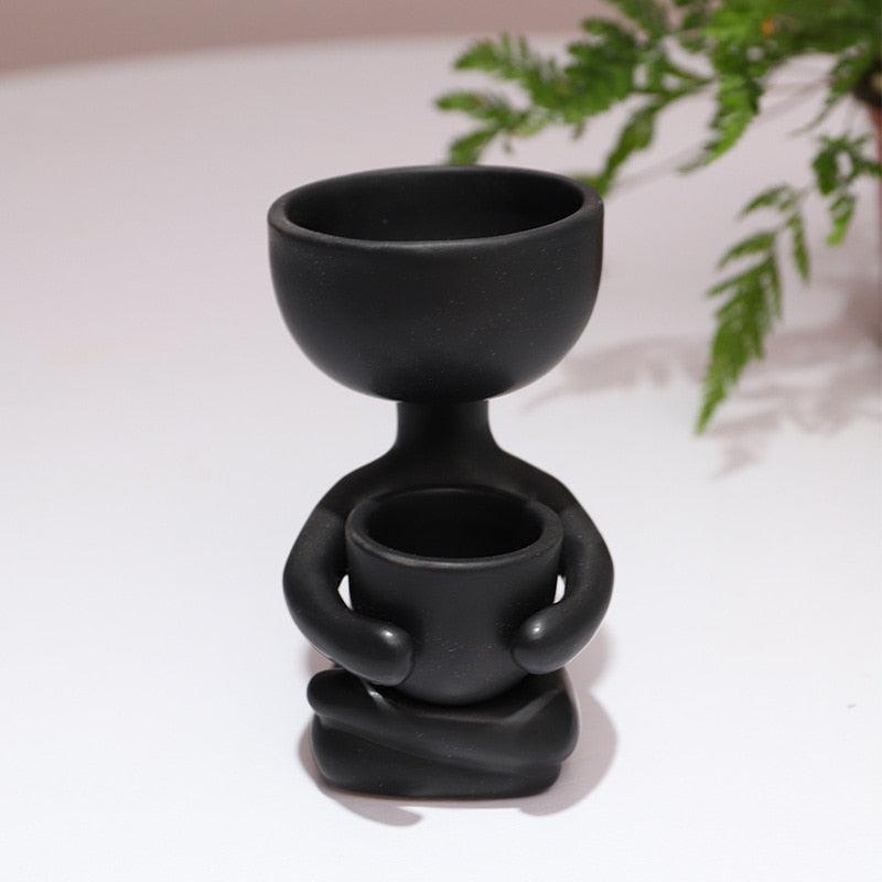 Creative Cute Imitation Humanoid Ceramic Flower Pot Succulent Planter Crafts Vase Home Decoration Personalized Gift Wholesale - DDD.MARKET