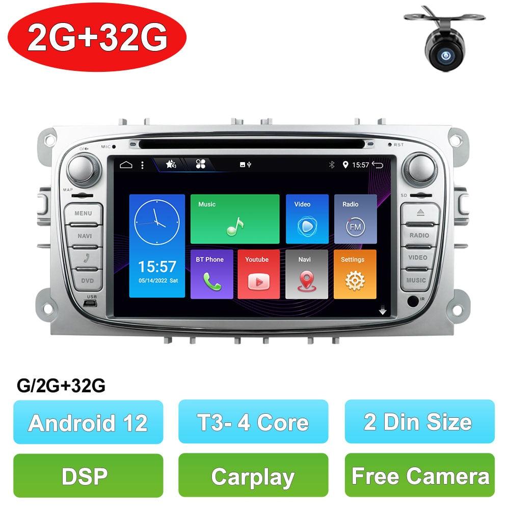 2 Din Android 12 Car DVD Multimedia Player GPS Navi For Ford Focus 2 Mondeo Galaxy S-Max Wifi Car Radio Stereo DSP Carplay 4+64G - DDD.MARKET